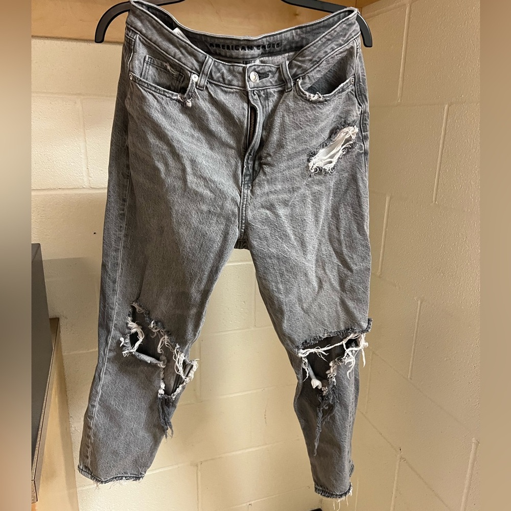 Washed grey ripped jeans